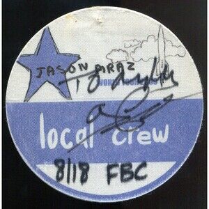 2009 Jason Mraz Signed Concert Backstage Pass Local Crew Indianapolis IN